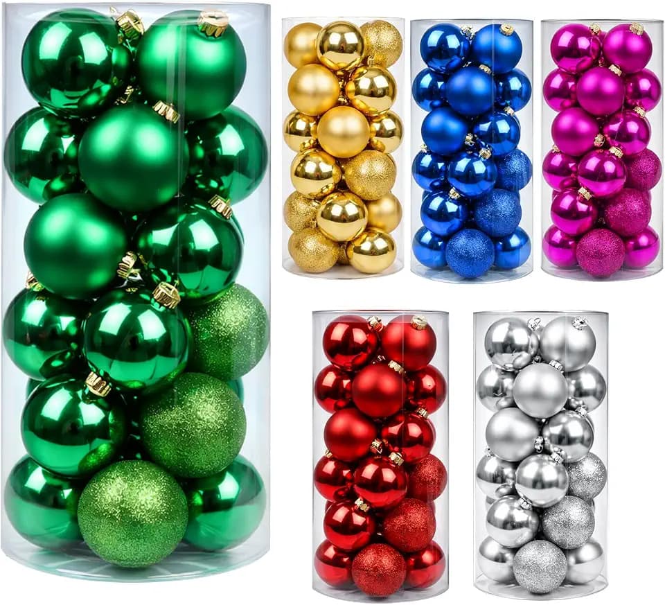 24ct Green Christmas Ball - 2.36 Inch Shatterproof Christmas Tree Decoration Ornaments Hanging Ball for Xmas Tree, Holiday, Wedding, Party