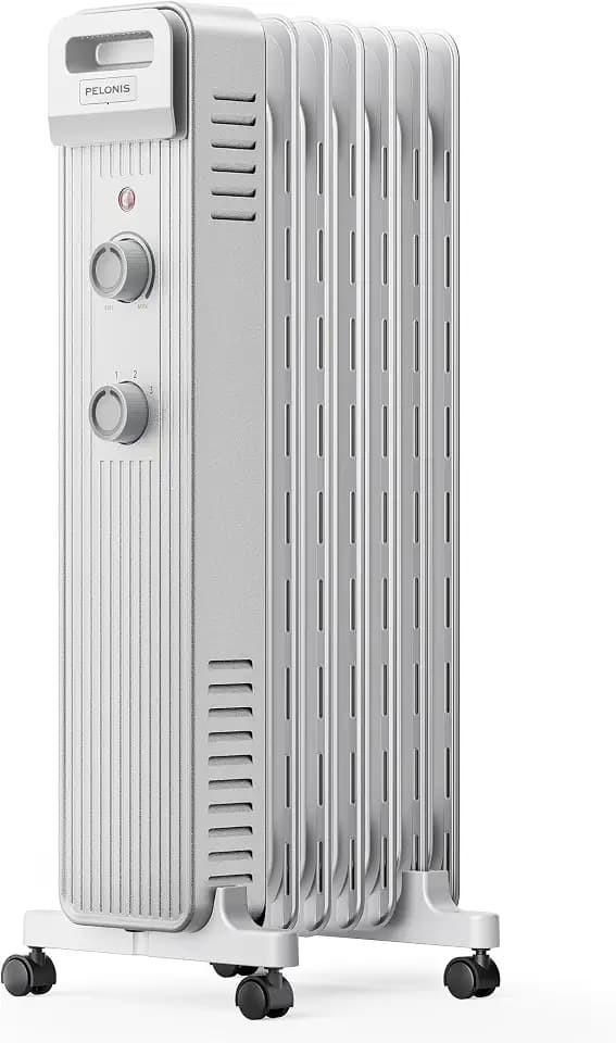 Pelonis Oil Filled Radiator Heater for Large Space, 2025 Upgraded, Space Heaters with 1500W Quiet Warmth Radiant Heater, 3 Heating Modes, Overheat & Tip-Over Protection, Adjustable Thermostat, White