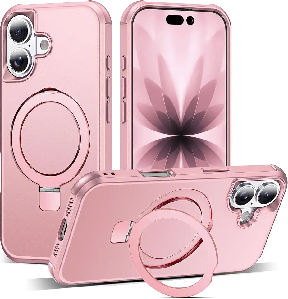 SKYLMW Compatible with iPhone 17 Case with Stand,Rose Gold