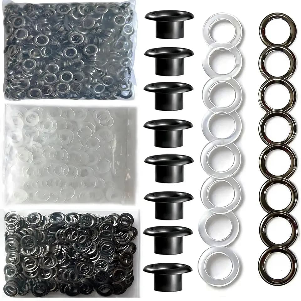 Grommets 4mm to 30mm.RUSTPROOF Solid Brass Eyelets Refill for Grommet Tool. Use for Clothes Fabric Canvas Banner.12 Sizes is aviliable (3/8"/10mm/300sets/Black)