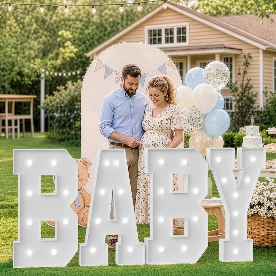 imprsv 3FT Baby Marquee Letters Light Up Sign for Baby Shower Party Decor