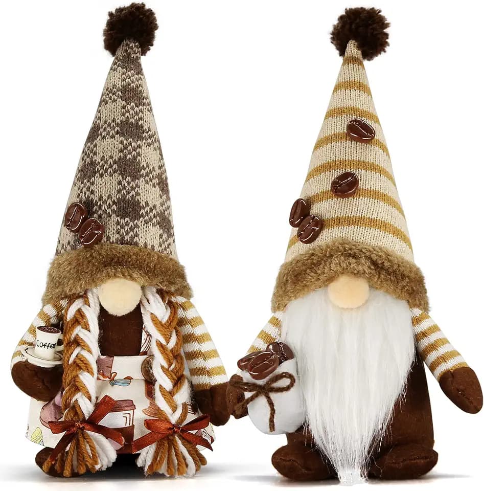 Coffee Gnomes Couple Plush - Gnomes Decorations for Home, Coffee Bar Decor Indoor - Coffee Bar Accessories - Gnomes Gifts for Women