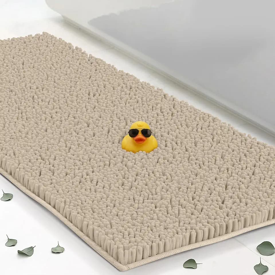 Extra Large Chenille Bath Mats 59"x21", Plush Absorbent Bath Mats Quick Dry, Soft & Machine Washable, Non Slip Carpet for Bathroom, Thick Bathroom Rugs, Shower Restroom Rug Mat, Bathrugs