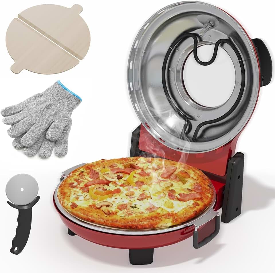 Sunvivi 12‘’Electric Countertop Pizza Oven & Maker - Heats up to 770℉,1200W