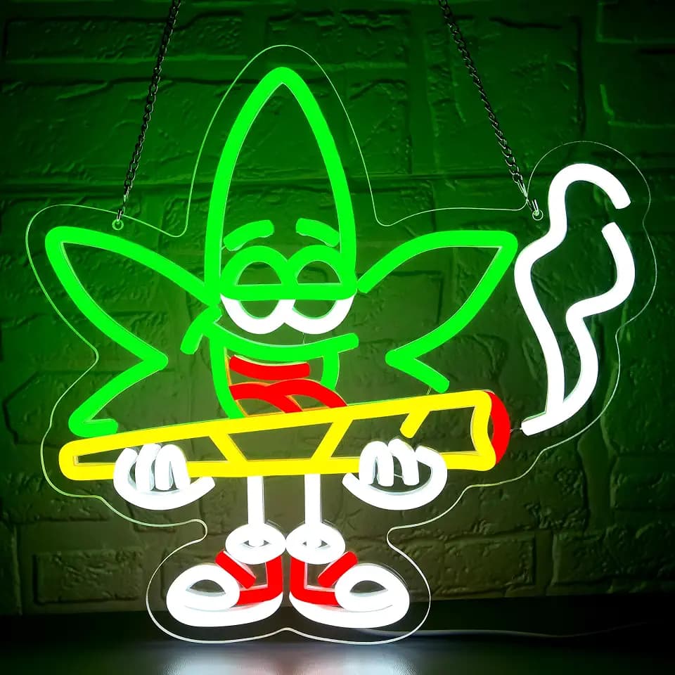 Leaf Neon Sign for Wall Decor Weed Neon Light for Man Cave LED Sign for Bar