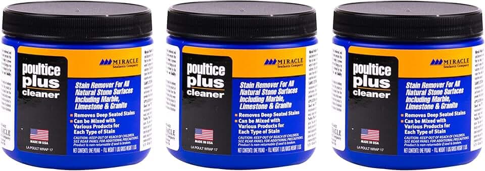 Miracle Sealants Poultice Plus Deep Stain Remover for Stone, 1 lb, 3-Pack