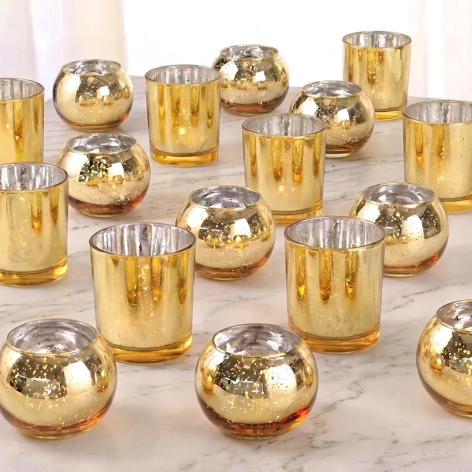 24PCS Gold Votive Candle Holders Bluk for Centerpieces,Party Decorations
