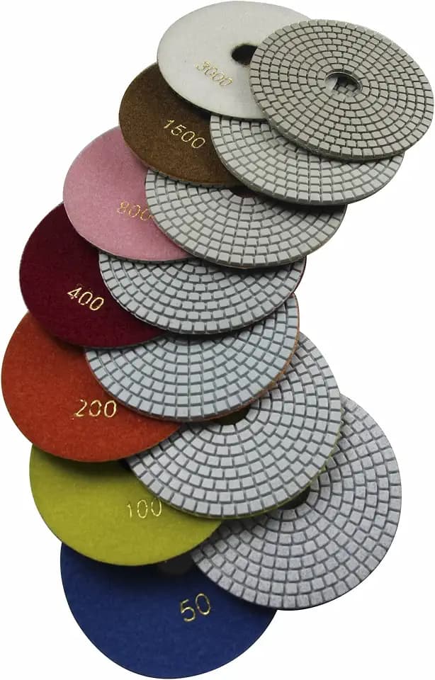 7 Step 7" Wet Diamond Polishing Pads Abrasive Set, Great for Granite Travertine Marble Stone