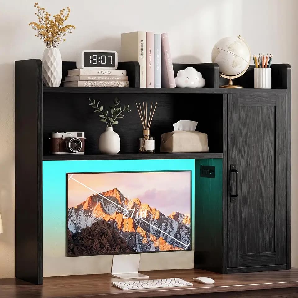 Desktop Storage Shelf, 37.4" Computer Desk Organizer 3-Tier Wood
