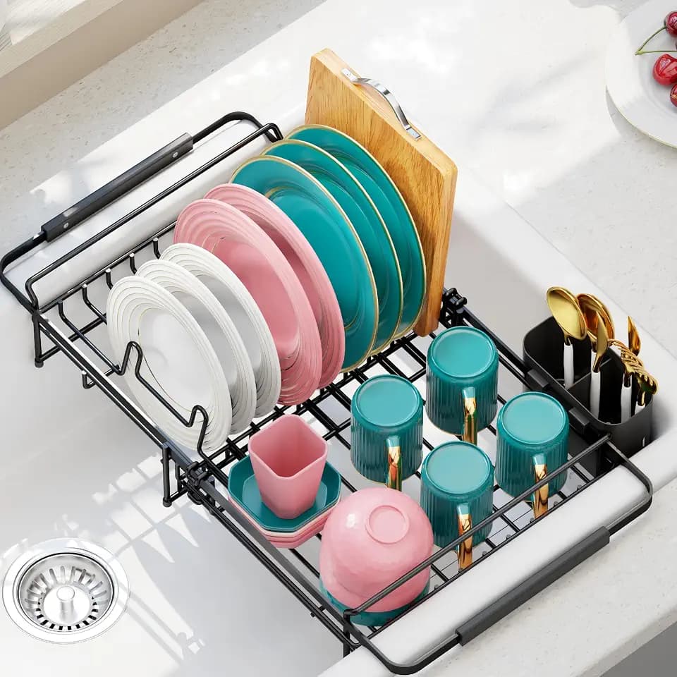 Urackify Expandable Stainless Steel in Sink Dish Drying Rack