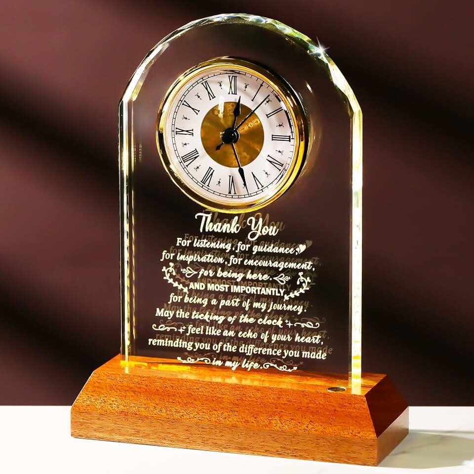 Arikyrist Thank You Gifts for Women Men Glass Clock Appreciation Gift