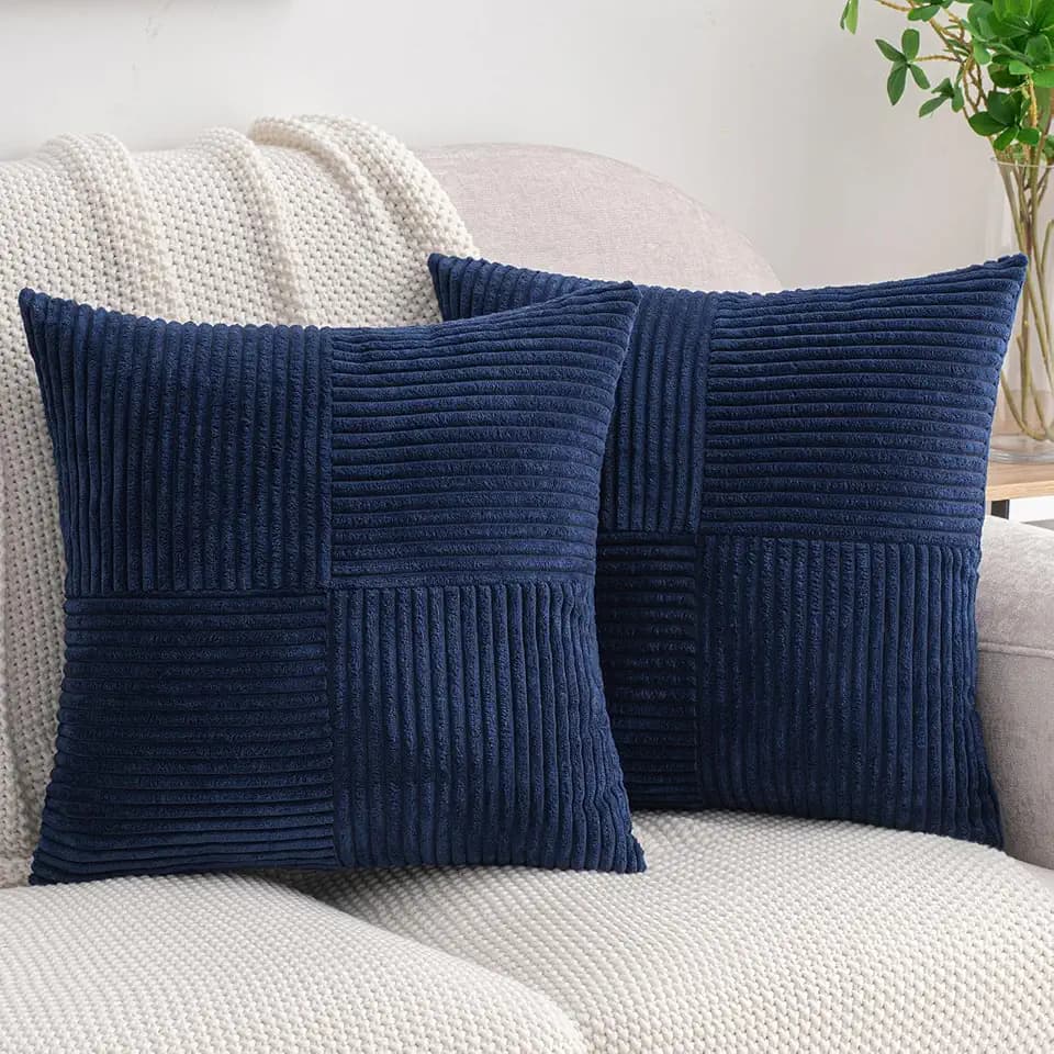 HWY 50 Navy Blue Decorative Throw Pillow Covers 16x16 Inch Pack of 2