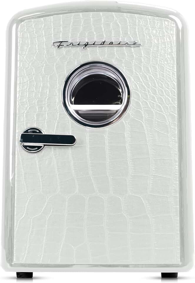 Frigidaire 9 can/6l mini personal fridge cooler Crocodile Finish door-W: 7.08" x L: 11.81" X H: 10.04 (White)