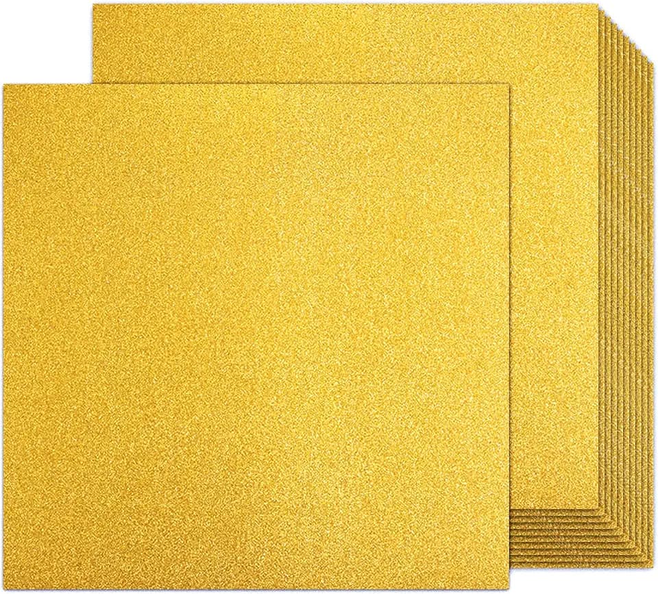 Double-sided Gold Glitter Cardstock Paper 12x12, Goefun 24 Sheets 100 LB