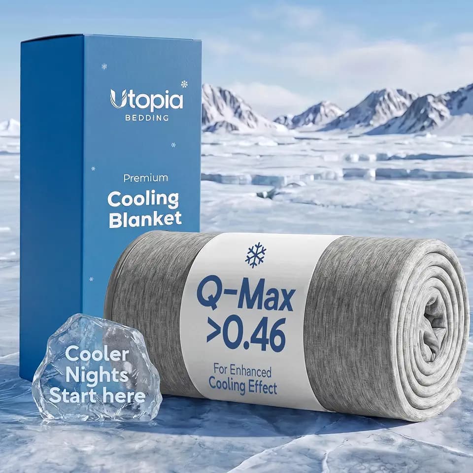 Nylon Blend Anti-Static Bed Blanket for Hot Sleepers, Queen Grey, 90x90 In