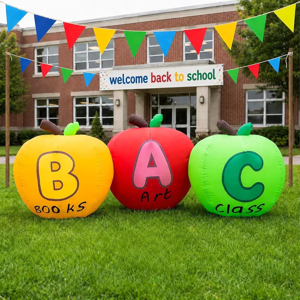 6FT Long Back to School Inflatable 3 Apple ABC Outdoor Decorations