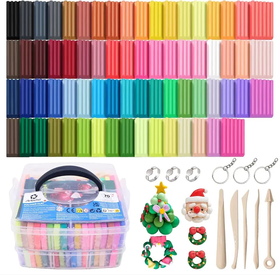 Artecho Polymer Clay Kit, 70 Colors Oven Bake Clay