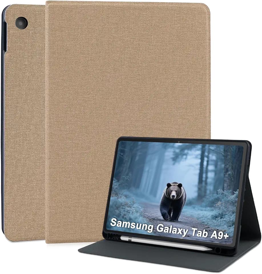 Hülle für Samsung Galaxy Tab A9 +/A9 Plus 11 Zoll 2023 SM-X210/X215/X216 Ultradünne PU Leder Book Schutzhülle mit Stifthalter und Standfunktion Tablet Hülle Roségold