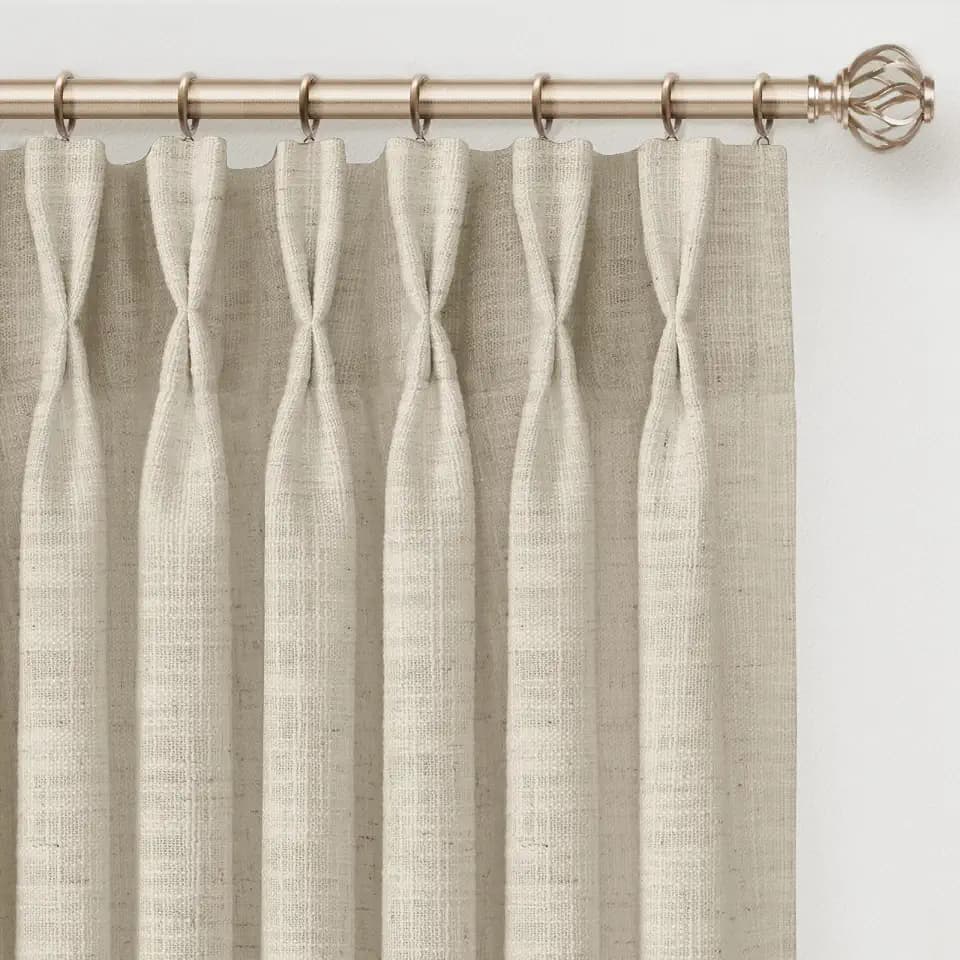 INOVADAY Memory Trained Pinch Pleated Thick Linen Curtains 84 Inches Long