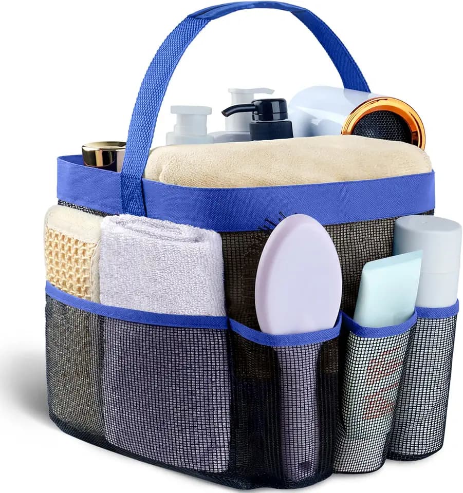 Mesh Shower Caddy Portable - 9 Pockets for College Dorm Room Essential