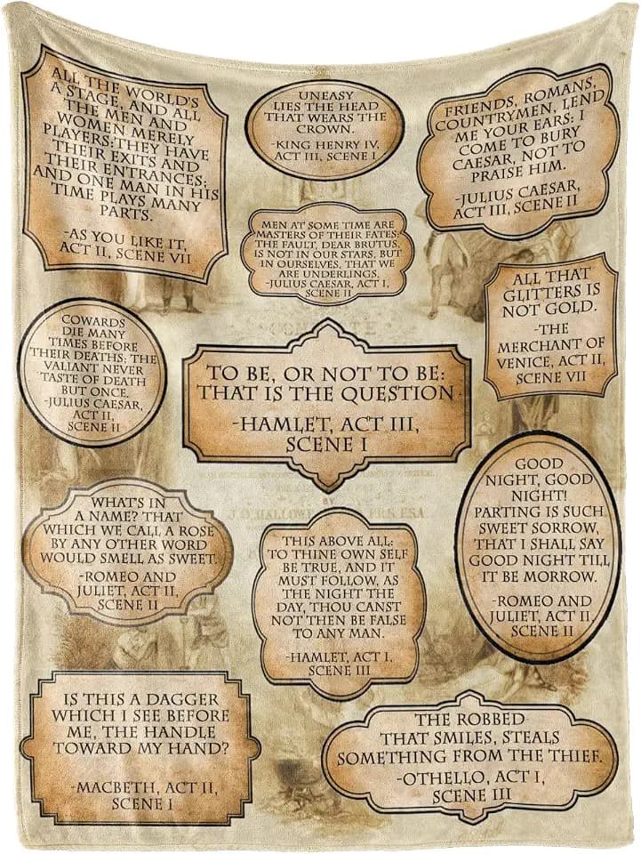 Huglanket Shakespeare Gifts Blanket Throw for Women Men, 50" x 65"