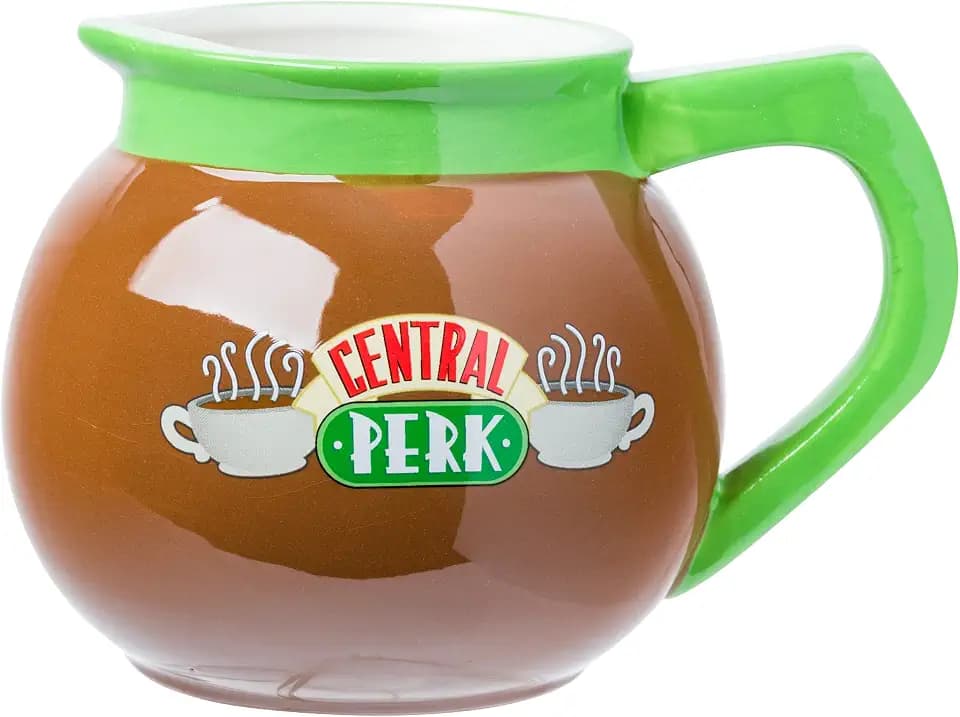 Silver Buffalo FRIENDS TV Central Perk Coffee Pot, 3D Sculpted Mug, 20oz