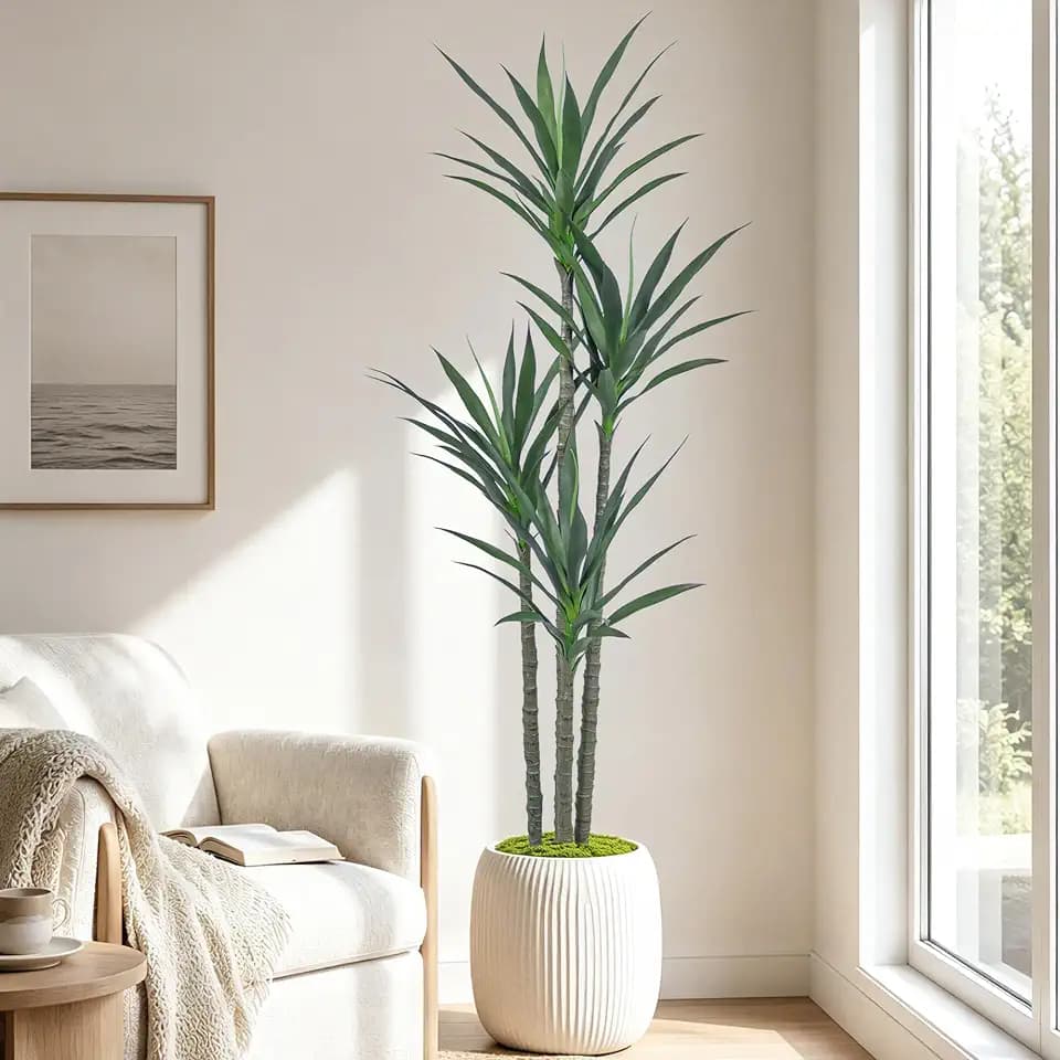 6FT Faux Agave Plant Artificial Tall Agave Plant Large Fake Succulent Plants Indoor Tree with Realistic Green Leaves for Living Room Entryway Bedroom Office Decor
