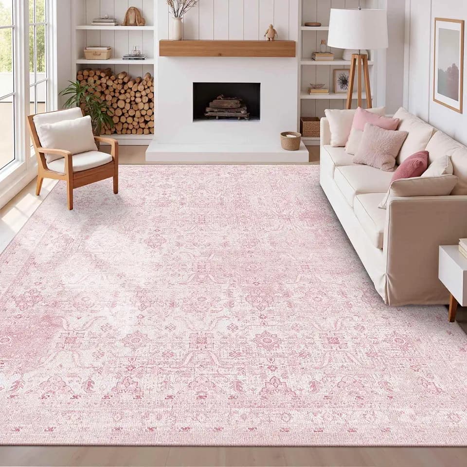 Rugxara Pink 8x10 Area Rugs for Living Room Bedroom Large Washable Rug
