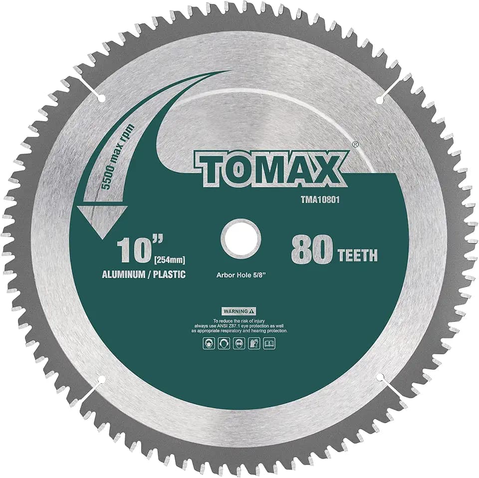 TOMAX 10-Inch 80 Tooth TCG Aluminum and Non-Ferrous Metal Saw Blade with 5/8-Inch Arbor