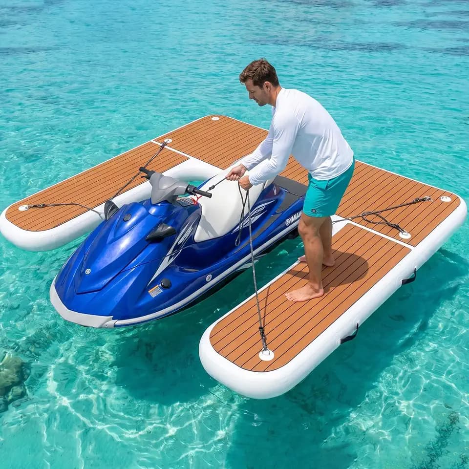8.5ft Heavy-Duty U-Shaped Inflatable Jet Ski Dock with Non-Slip Pad