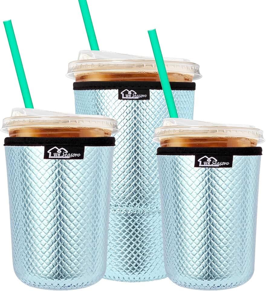 WKIEASON Iced Coffee Sleeve Reusable Coffee Cup Sleeve Coolies 16-32oz