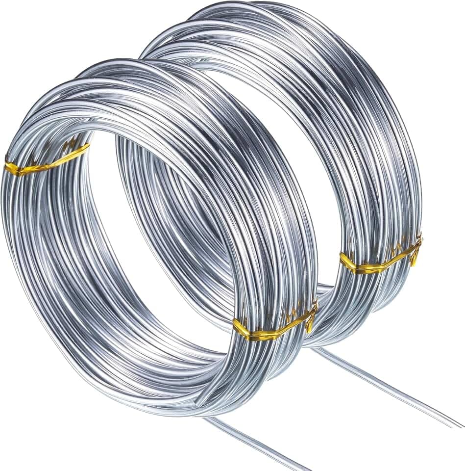 TecUnite 2 Rolls Aluminum Wire for Jewelry Making, 10 M X 3 mm, Silver