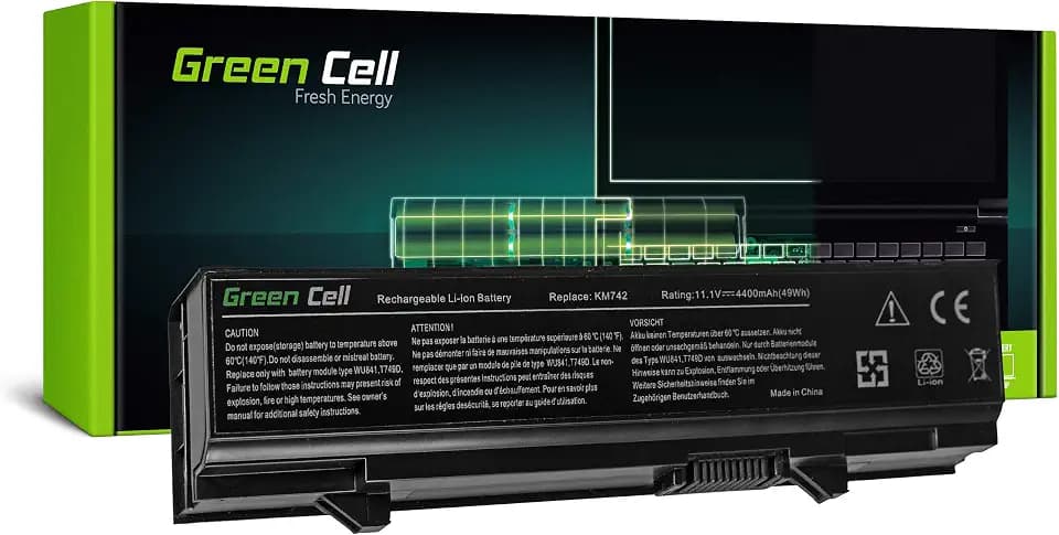 Green Cell KM668 KM742 KM752 KM760 Laptop Akku für Dell E5400 E5400N E5410 E5500 E5510 PP32LA PP32LB (6 Zellen, 4400 mAh, 10.8-11.1 V, Farbe Schwarz)