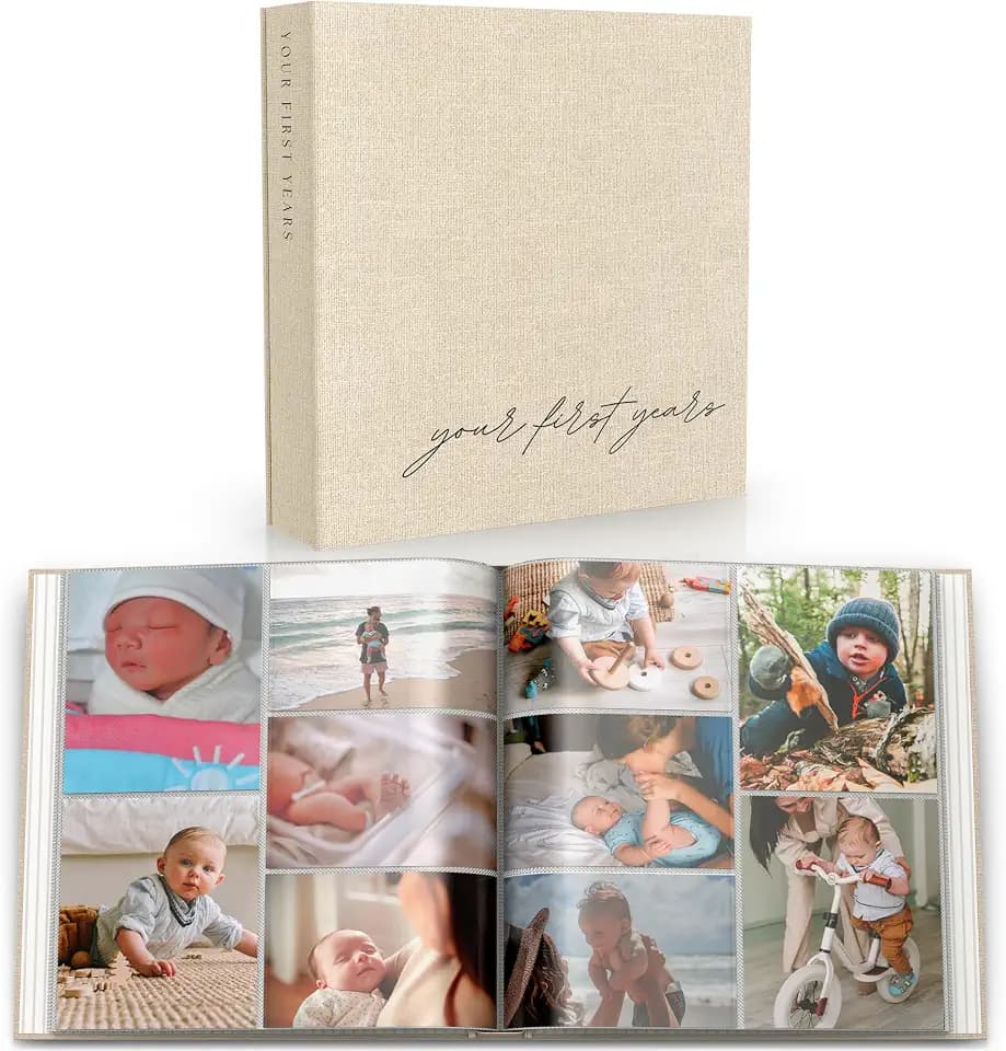 Baby Photo Albums 4x6 Horizontal & Vertical Pictures Linen Baby Scrapbook
