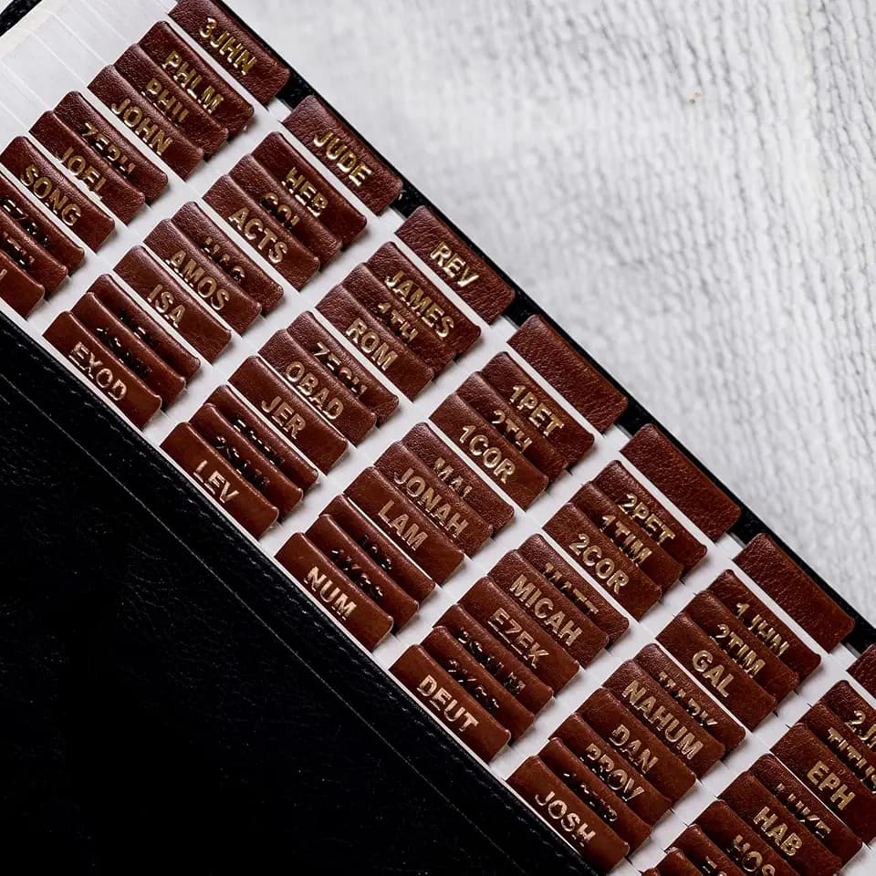 UPAFEXXI-Leather Bible Tabs for Women and Men, Gold Foil Lettering