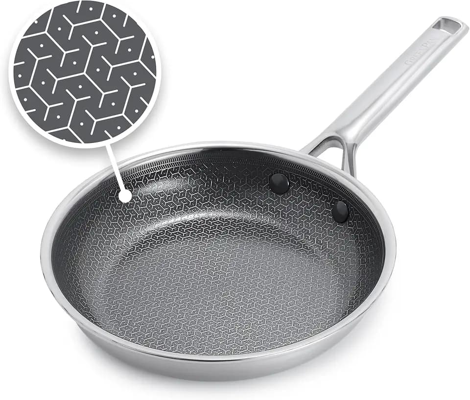 GreenPan Hybrid 8" Stainless Steel Fry Pan, PFAS-Free Ceramic Skillet