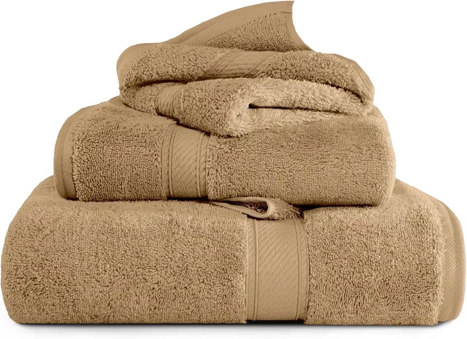 SUPERIOR Egyptian Cotton Ultra Plush & Absorbent, 3 Piece Set, Toast