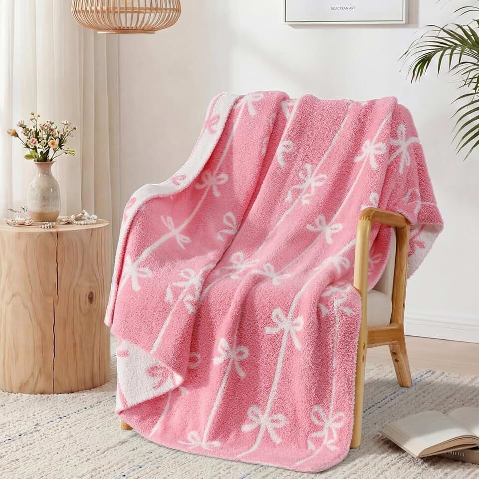 WRENSONGE Soft Throw Blanket for Couch-Cozy Reversible Knitted Blankets