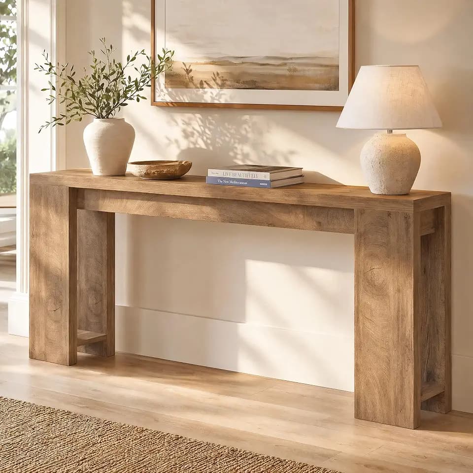 Tribesigns 70.9-Inch Console Table, Farmhouse Sofa Table Behind Couch, Narrow Entryway Table for Living Room, Hallway, Foyer, Light Brown