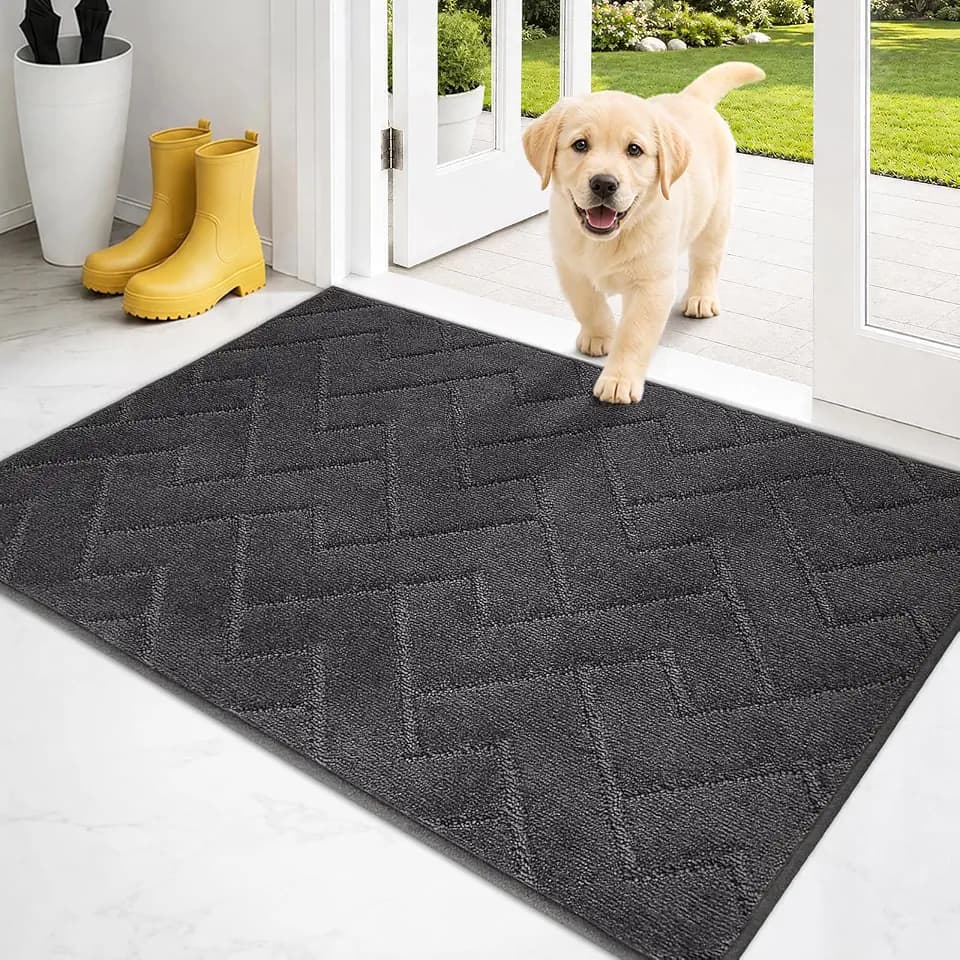 PURRUGS Dirt Trapping Door Mat Indoor Entrance, 24" x 35.5", Charcoal