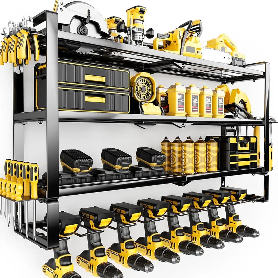 Extra Tall Power Tool Organizer Wall Mount, Drill Holder Storage Rack Shelf
