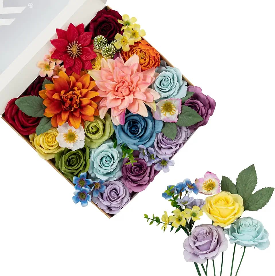 FANKO Fall Artificial Flowers DIY Bouquet Combo Faux Rose for Home Decor