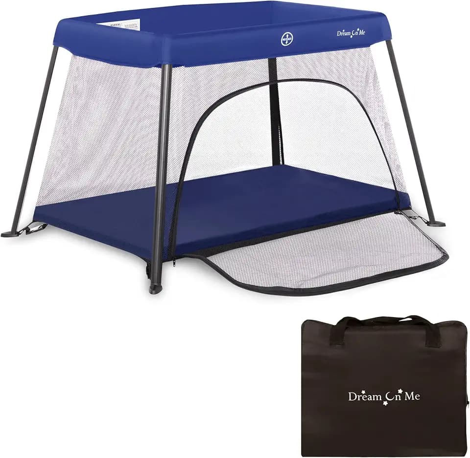 Dream On Me Travel Light Playard, Zipper Access Door, Travel Bag, Navy