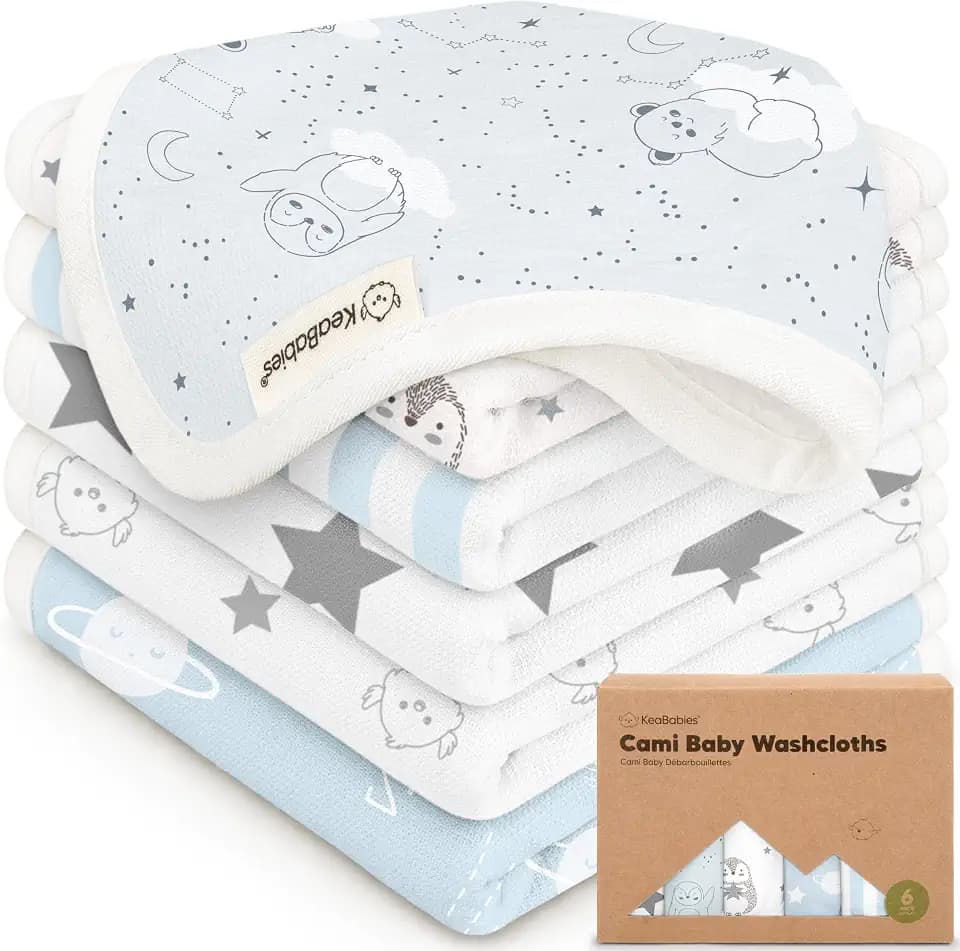 6pk Cotton Baby Washcloths for Newborn Organic Cotton Muslin(Constellation)