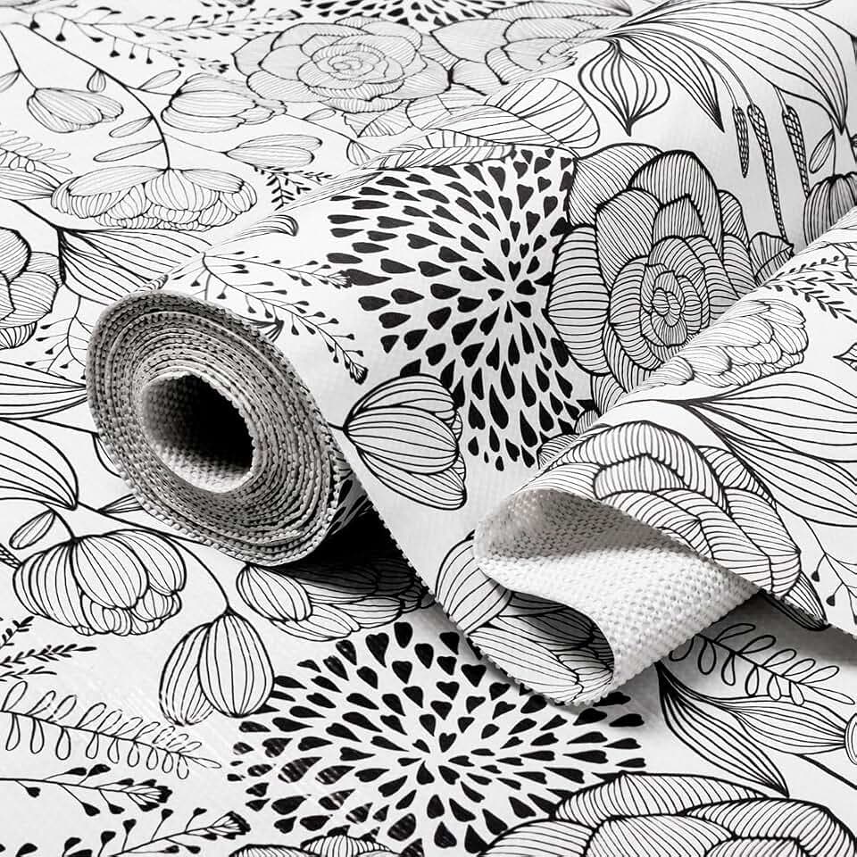 Floral Drawer and Shelf Liner for Kitchen 12IN x 20FT, Non-Adhesive