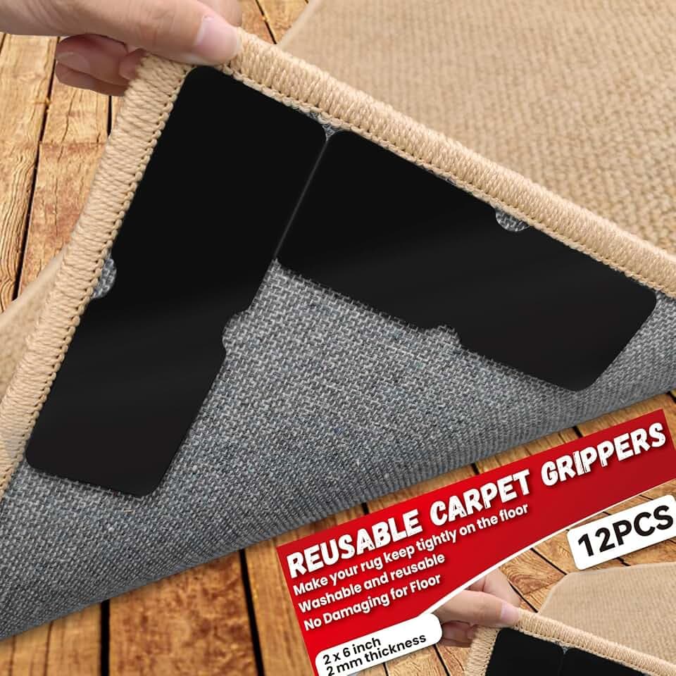Reusable Rug Tape Grippers,Carpet Tape No Damaging for Hardwood Floors 16Pc