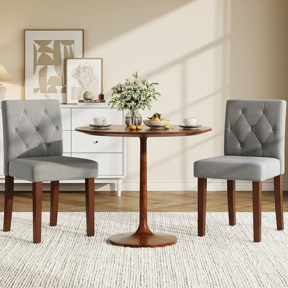Garvee Upholstered Dining Chairs Set of 2, Fabric Kitchen Chairs, Gray