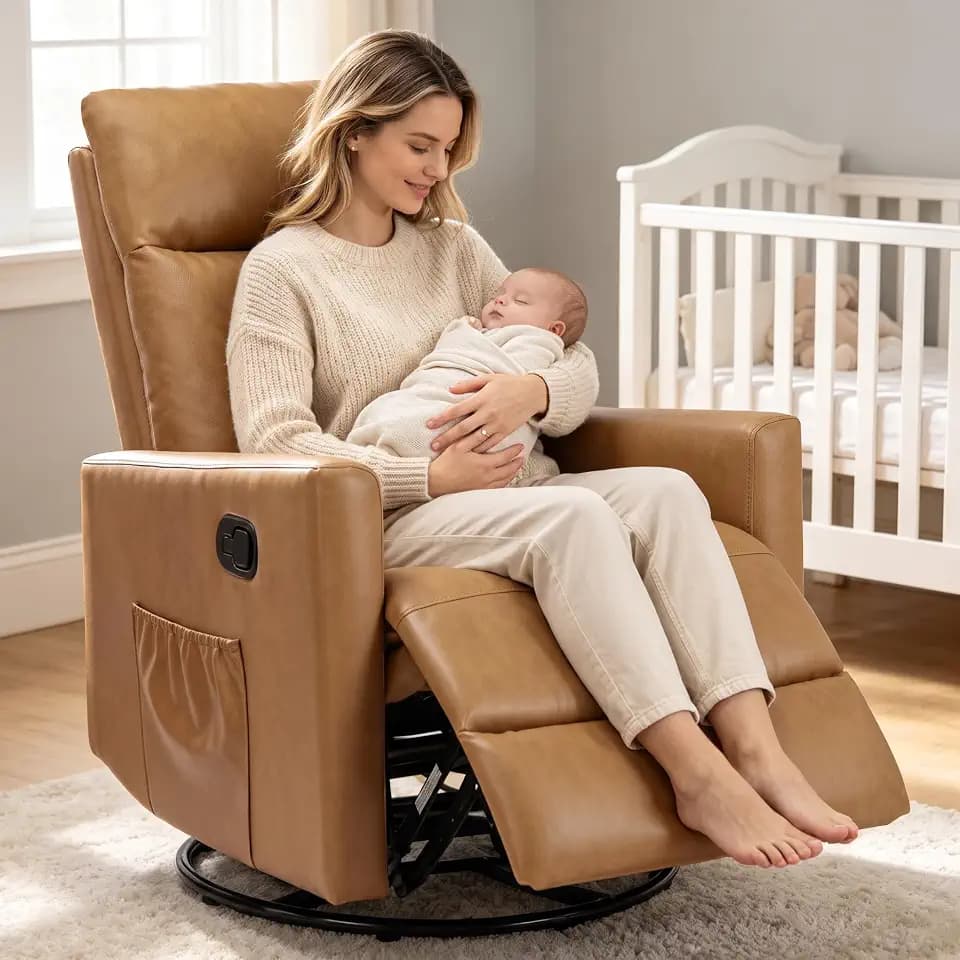 OLIXIS Recliner Chair, 360 Swivel Rocker Recliner Chair for Adult