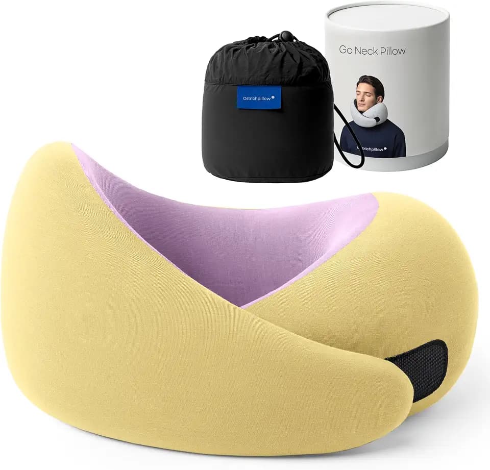 Ostrichpillow GO Travel Pillow, 360° Memory Foam Support, Soft & Washable