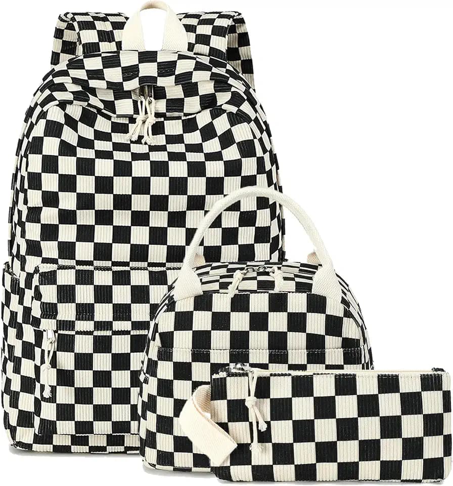 Bluboon School Backpack Set Girls Womens Laptop Bookbag Casual Daypack Fits 15 inch Laptop with Lunch Tote Bag and Pencil Bag